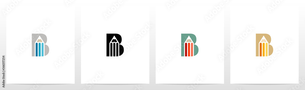 Pencil On Letter Logo Design B Pencil On Letter Logo Design B