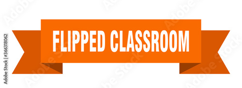 flipped classroom ribbon. flipped classroom paper band banner sign