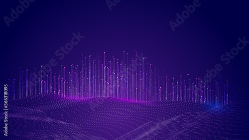 Blue purple dotted line three-dimensional space big data internet technology background.