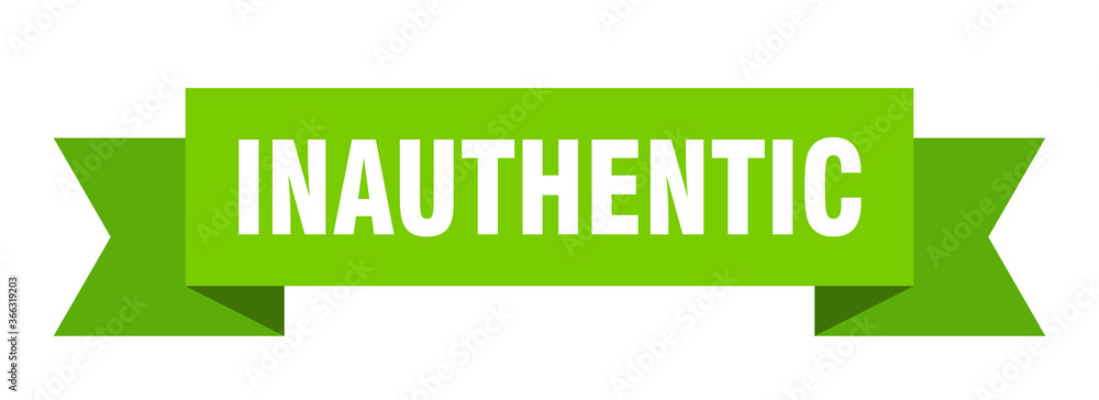 inauthentic ribbon. inauthentic paper band banner sign