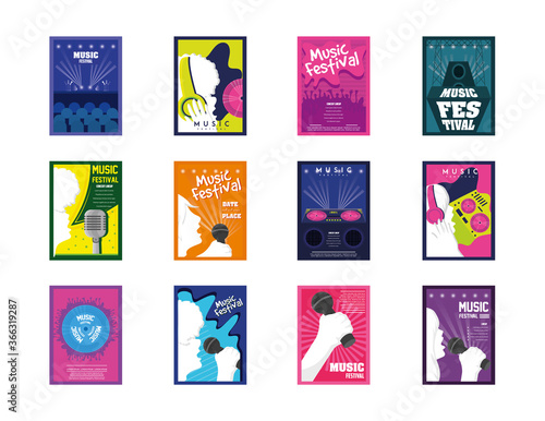 set of music festival posters