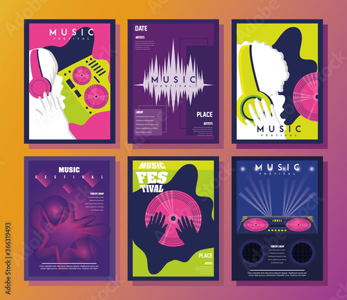 set of music festival posters