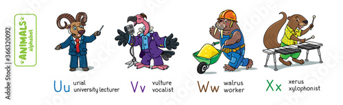 Animals with professions. Funny alphabet or ABC.