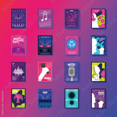 set of music festival posters