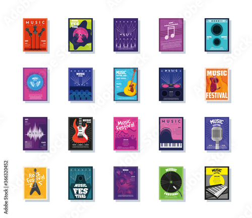 set of music festival posters