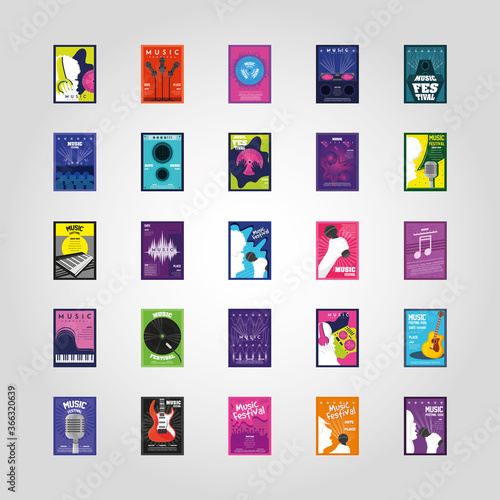 set of music festival posters