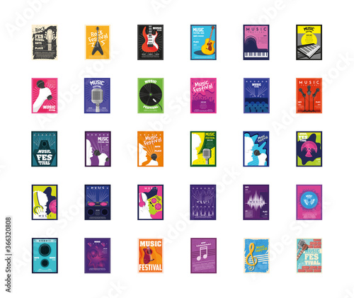 set of music festival posters