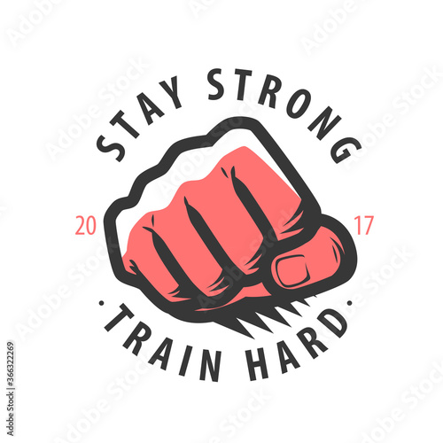 Fist strong symbol. Bodybuilding, gym, sport concept