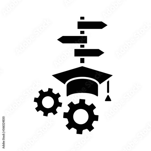 College major black glyph icon. Academic minors. Decision making. Graduate and undergraduate degree. Higher education qualifications. Silhouette symbol on white space. Vector isolated illustration