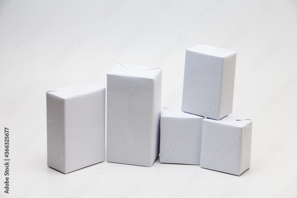 Group of white box gift concept on white