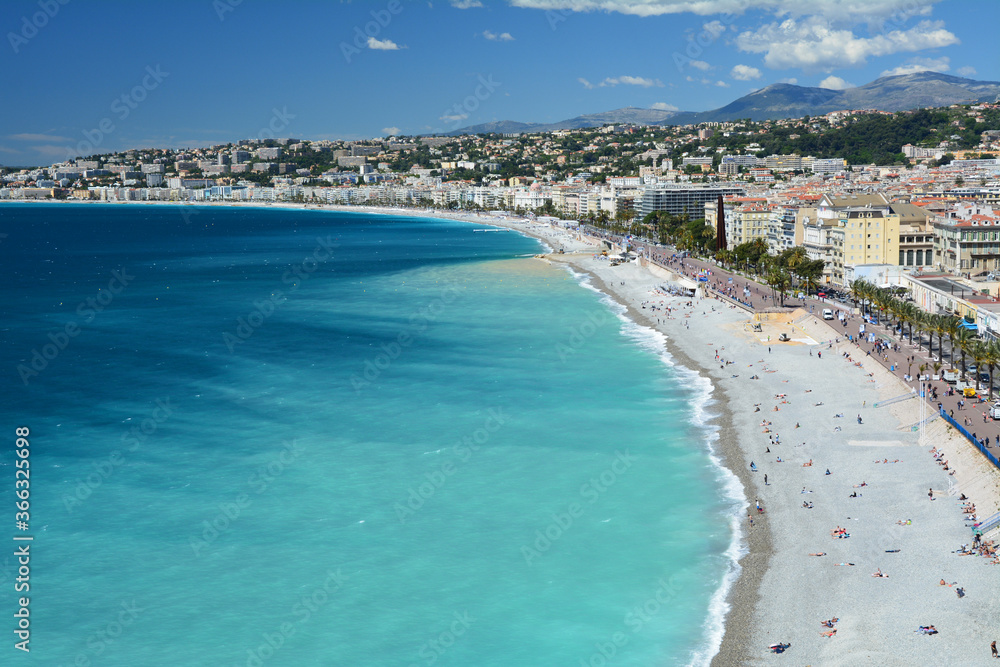 Nice, French Riviera  in Provence, France. Beach view.