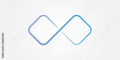 Abstract blue infinity sign. Infinity loop mathematical symbol in flat style with shadows. Isolated on white background. Color gradient icon. Vector illustration.