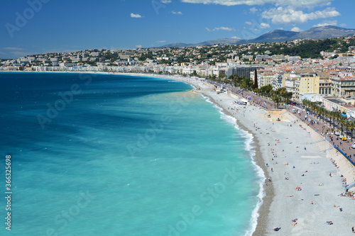 Nice, French Riviera in Provence, France. Beach view.