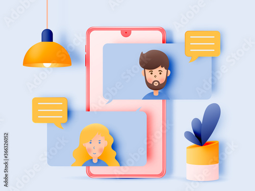 Chat Talk Of Young People With Smartphones.