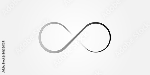 Abstract simple infinity symbol logo vector background, gray and black wavy