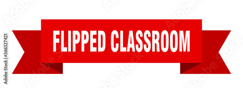 flipped classroom ribbon. flipped classroom paper band banner sign