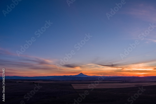 Mt. Hood Silhouette during Sunset from Central Eastern Oregon © Cascadia Aerial