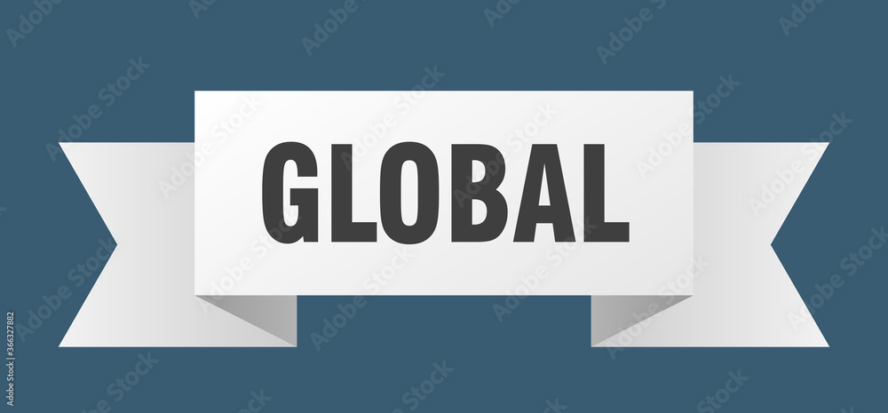 global ribbon. global paper band banner sign
