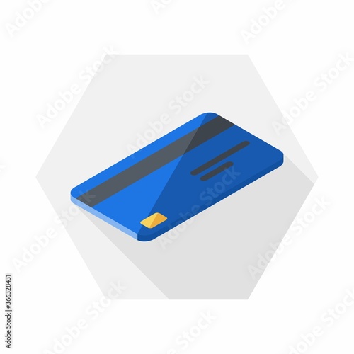 Credit card Blue right view icon vector isometric. Flat style vector illustration.