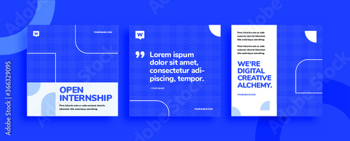 Set of editable templates for Instagram post, Facebook square, corporate, advertisement, and business, fresh design with simple blue color. (2/3)