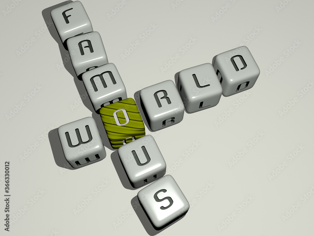 combination of world famous built by cubic letters from the top perspective, excellent for the concept presentation. illustration and background combination of world famous built by cubic letters from the top perspective, excellent for the concept presentation. illustration and background