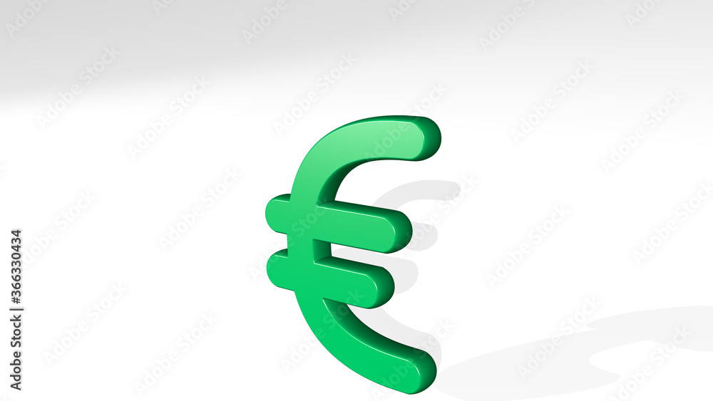 currency euro made by 3D illustration of a shiny metallic sculpture with the shadow on light background. business and concept currency euro made by 3D illustration of a shiny metallic sculpture with the shadow on light background. business and concept