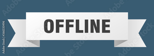 offline ribbon. offline paper band banner sign