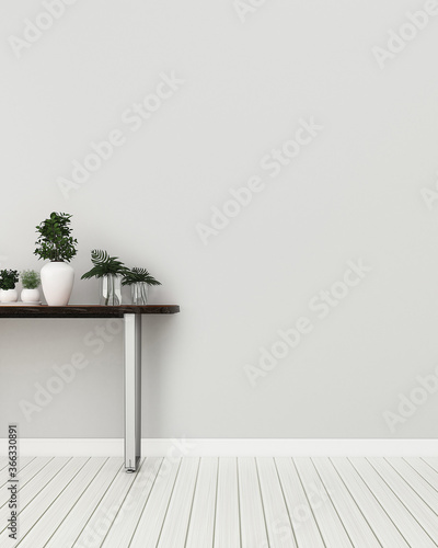 Fototapeta Naklejka Na Ścianę i Meble -  White room with table classic. Comfort space in house. classic scandinavian design. -3d rendering
