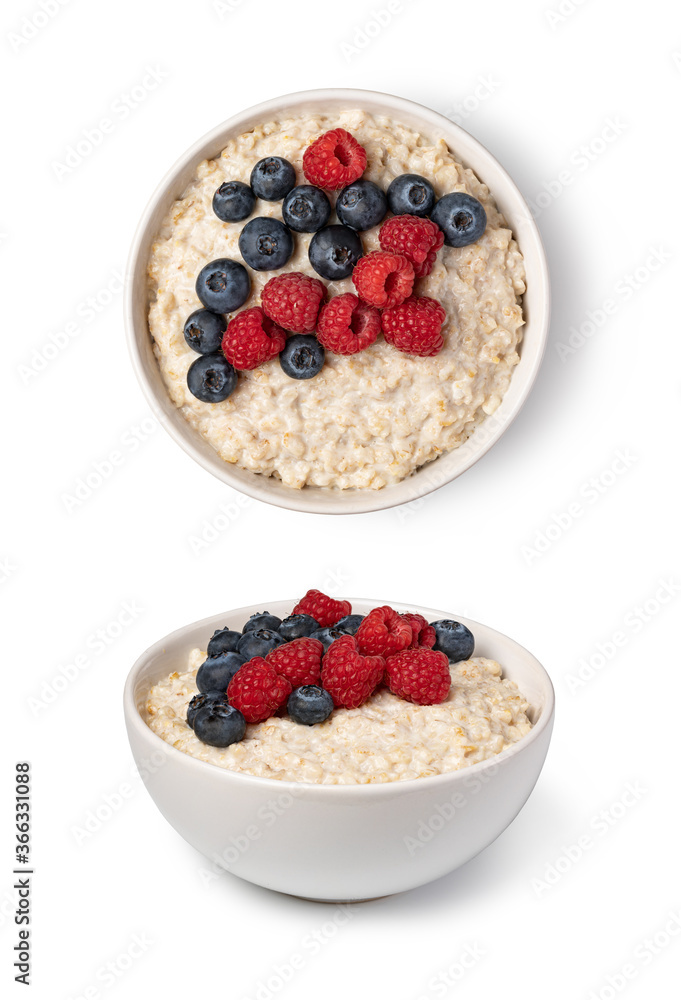prepared oatmeal with berries prepared oatmeal with berries