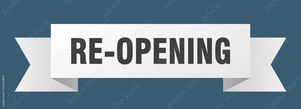 re-opening ribbon. re-opening paper band banner sign re-opening ribbon. re-opening paper band banner sign