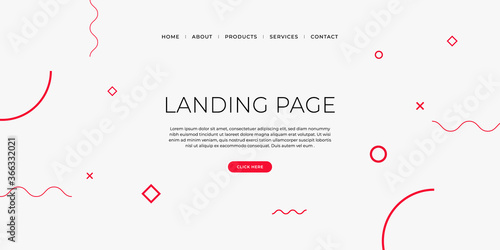 Landing page template with geometric patterns for business website design,Business website template.