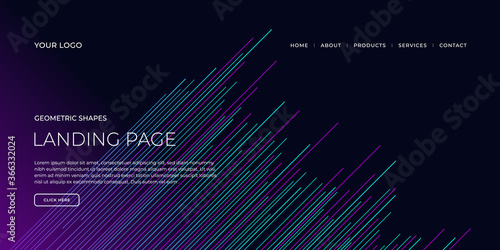 Landing page template with geometric patterns for business website design,Business website template.