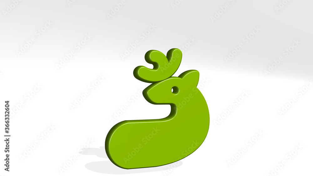 deer sleep from a perspective with the shadow. A thick sculpture made of metallic materials of 3D rendering. illustration and animal deer sleep from a perspective with the shadow. A thick sculpture made of metallic materials of 3D rendering. illustration and animal
