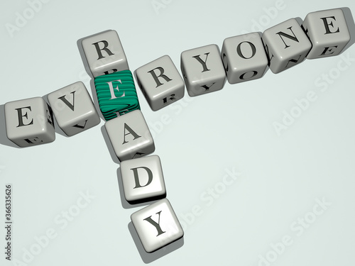Foto combination of everyone ready built by cubic letters from the top perspective, excellent for the concept presentation