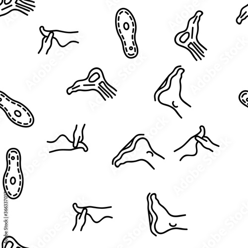 Foot Human Body Part Vector Seamless Pattern Thin Line Illustration