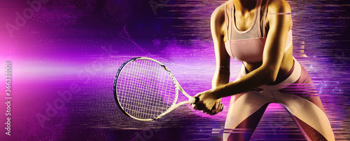 Woman tennis player. Sports banner © Andrey Burmakin