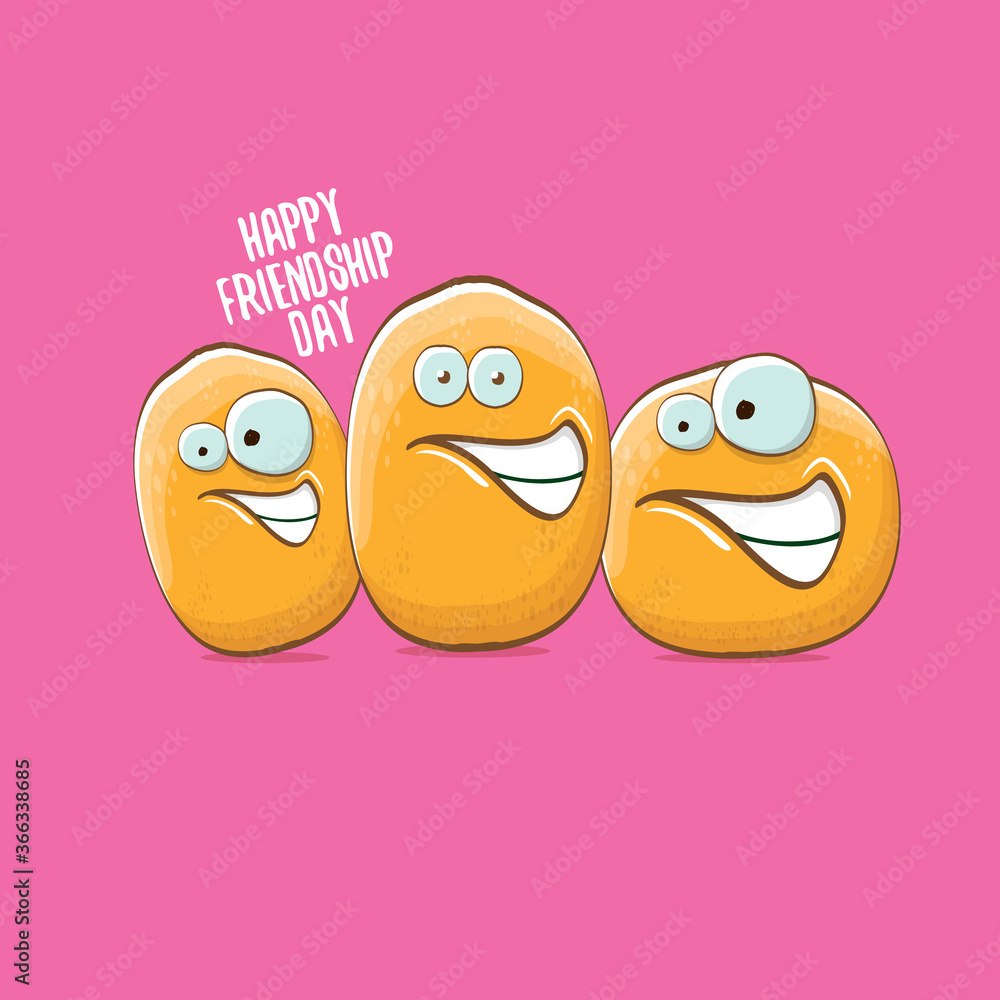 vector friends potato characters having fun isolated on pink background. Happy Friendship day vector illustration. funky kids potato with friends vector friends potato characters having fun isolated on pink background. Happy Friendship day vector illustration. funky kids potato with friends