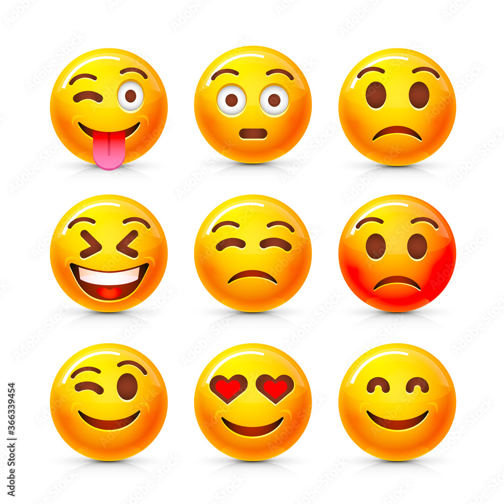Fototapeta premium Emoji set icon, collection comic emotion, sign chat. Vector