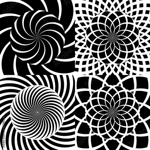 Set of vector psychedelic spiral patterns.