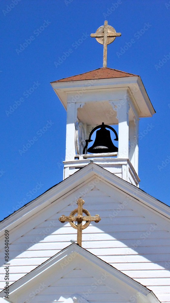 Church steeple and bell tower with crosses. Church steeple and bell tower with crosses.