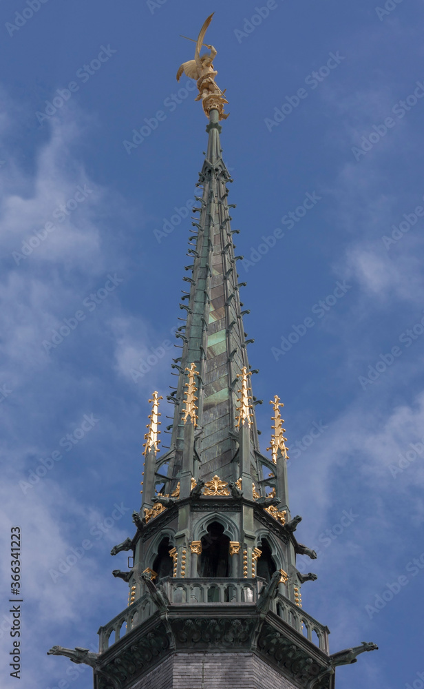 Steeple of Church-Abbey - Mont Saint-Michel, France Steeple of Church-Abbey - Mont Saint-Michel, France