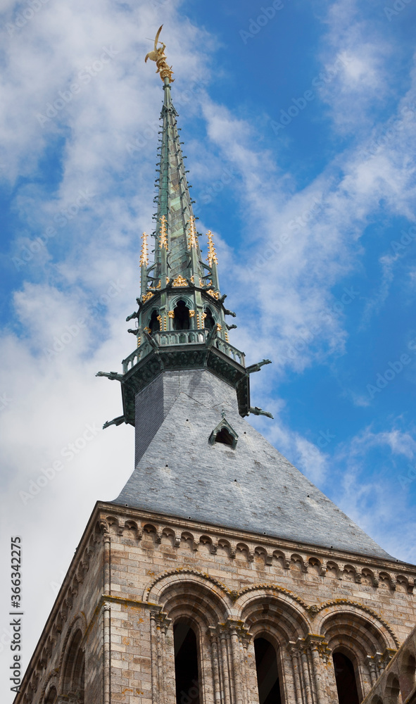 Steeple of Church-Abbey of Mont Saint-Michel, France