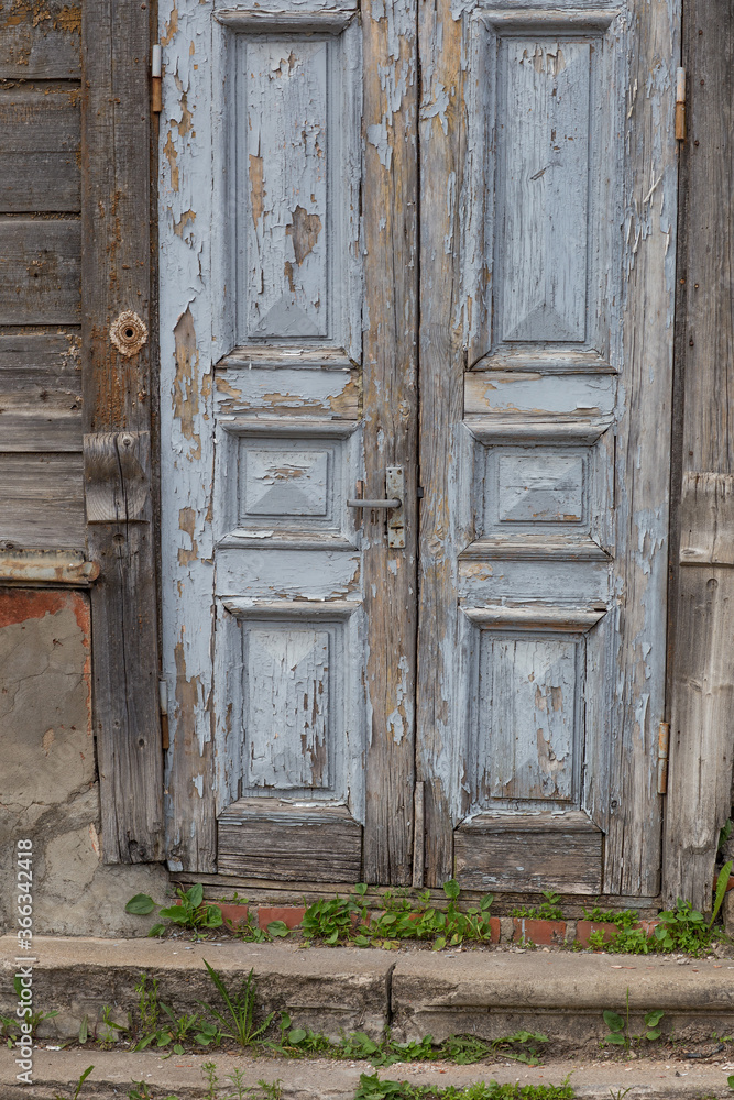 old wooden door in old town