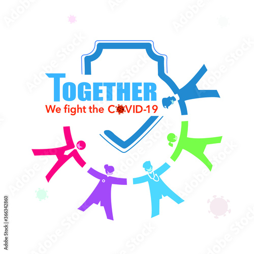 Group of people health care vaccination medical team logo background front line workers Doctors, Scientist, Nurse and helpers. thank you to all covid 19 Corona virus pandemic warriors with vaccine