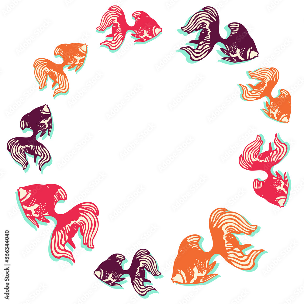金魚の並んだ丸フレームのイラスト Stock Vector Adobe Stock 金魚の並んだ丸フレームのイラスト Stock Vector Adobe Stock