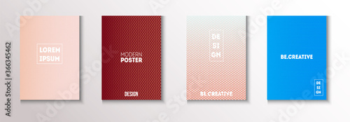 Wavy Minimal Cover Vector Set. 80s Neon Music Poster. Pattern 