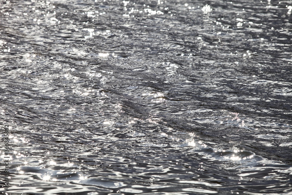 Silver surface of wavy water with bright highlights and reflections. Ripples on water surface close-up. Glowing surface of the water. Silver metal surface with highlights close-up. Abstract background Silver surface of wavy water with bright highlights and reflections. Ripples on water surface close-up. Glowing surface of the water. Silver metal surface with highlights close-up. Abstract background