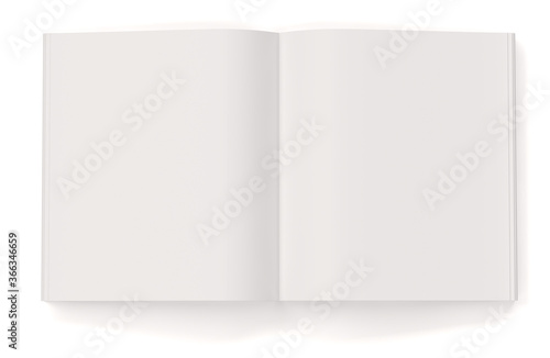 Blank white open book isolated 3d rendring