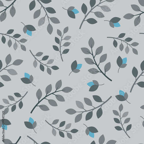 Gray flower pattern with blue