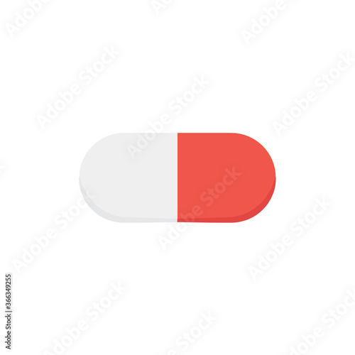 Pharmacy Pill, Medication, Red Drug, Vitamins, Vector Illustration Background